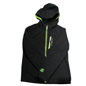 ZeroXposur L (14/16) Soft Shell Black neon green Hooded Jacket Water Wind Resist